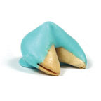 Traditional Fortune Cookies Dipped in Blue/White Chocolate