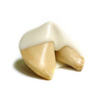 Traditional Fortune Cookies Dipped in White Chocolate