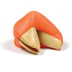 Traditional Fortune Cookies Dipped in Orange/Sherbert Chocolate